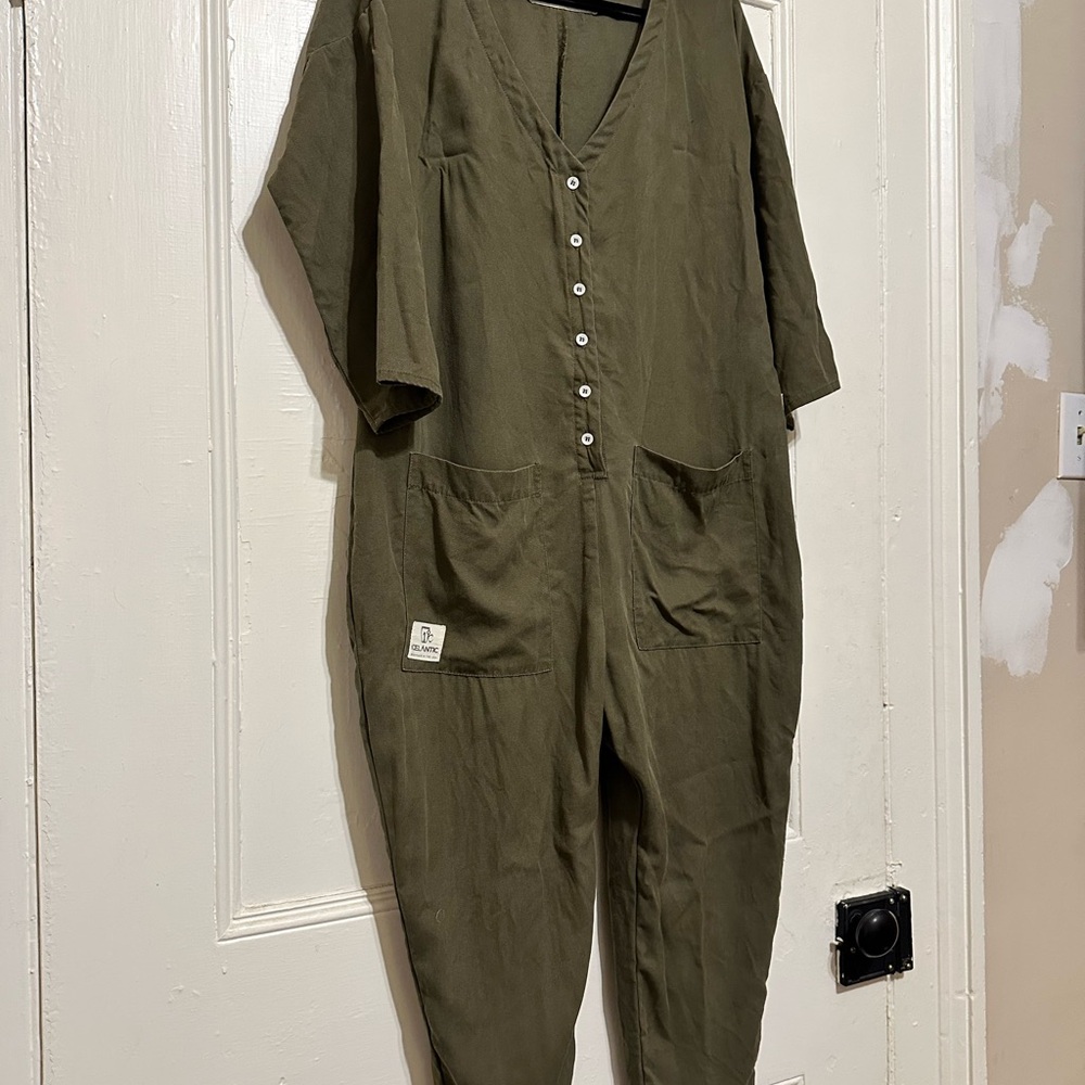 Icelantic Handmade in the USA Olive Button-Front Jumpsuit